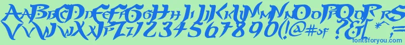フォントPRINP    – 青い文字は緑の背景です。