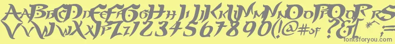 PRINP   -fontti – harmaat kirjasimet keltaisella taustalla