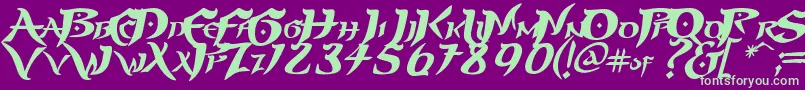 PRINP   -Schriftart – Grüne Schriften auf violettem Hintergrund