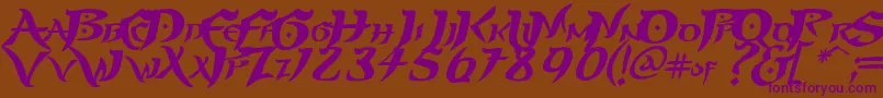 フォントPRINP    – 紫色のフォント、茶色の背景