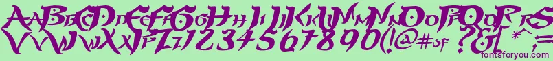 フォントPRINP    – 緑の背景に紫のフォント