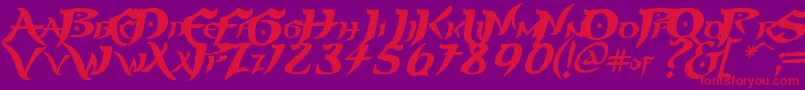 フォントPRINP    – 紫の背景に赤い文字