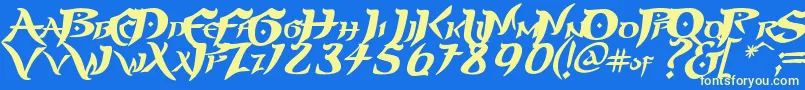 Шрифт PRINP    – жёлтые шрифты на синем фоне