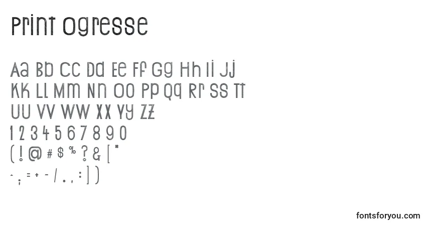 Czcionka Print Ogresse – alfabet, cyfry, specjalne znaki