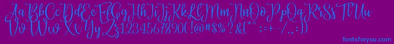 Priscilla Script Font – Blue Fonts on Purple Background
