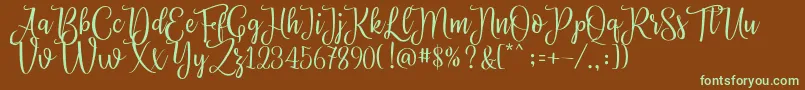 Priscilla Script Font – Green Fonts on Brown Background