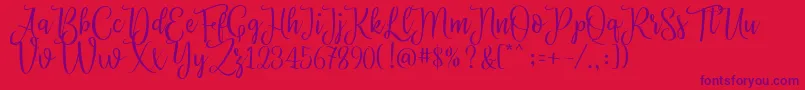 Fonte Priscilla Script – fontes roxas em um fundo vermelho