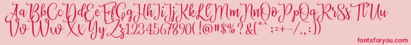 フォントPriscilla Script – ピンクの背景に赤い文字