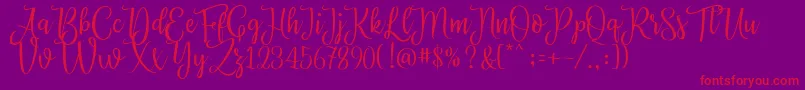 Priscilla Script Font – Red Fonts on Purple Background