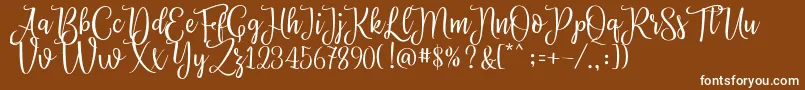 Priscilla Script Font – White Fonts on Brown Background