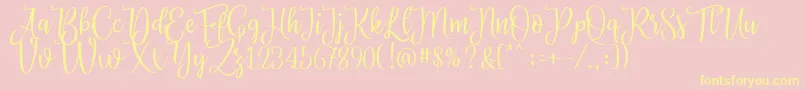 Priscilla Script Font – Yellow Fonts on Pink Background