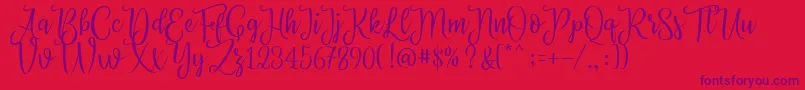 Fonte Priscilla Script – fontes roxas em um fundo vermelho
