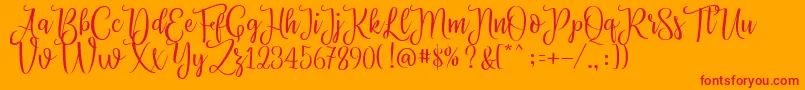 Priscilla Script Font – Red Fonts on Orange Background
