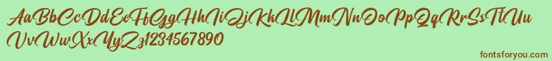 Pristyne DEMO Font – Brown Fonts on Green Background