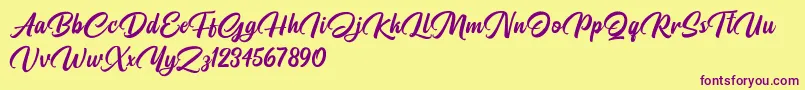Pristyne DEMO Font – Purple Fonts on Yellow Background