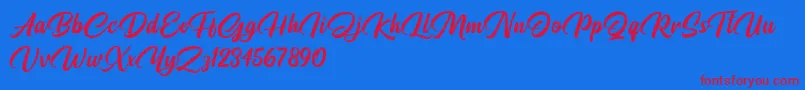 Pristyne DEMO Font – Red Fonts on Blue Background