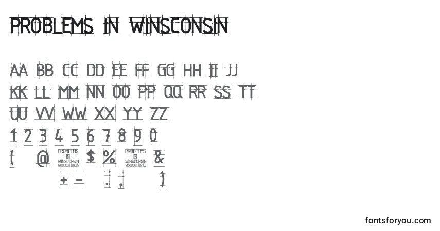 Шрифт Problems in Winsconsin – алфавит, цифры, специальные символы