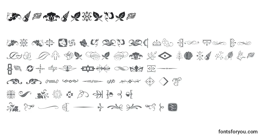 Schriftart Artornament – Alphabet, Zahlen, spezielle Symbole