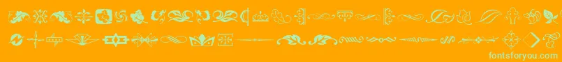 Artornament-Schriftart – Grüne Schriften auf orangefarbenem Hintergrund