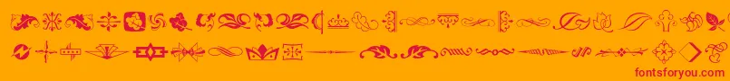 Artornament-Schriftart – Rote Schriften auf orangefarbenem Hintergrund