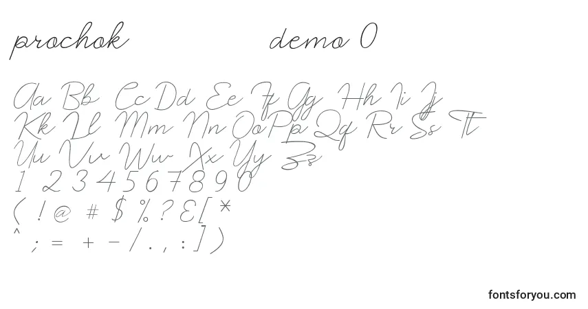 Fuente Prochok   demo 0 - alfabeto, números, caracteres especiales