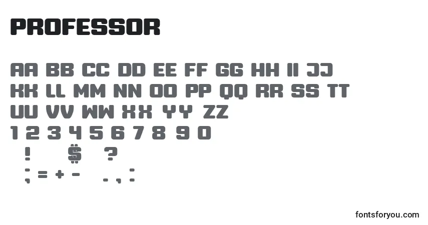 Czcionka Professor – alfabet, cyfry, specjalne znaki