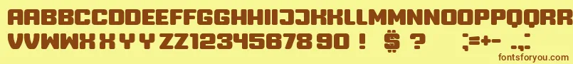 フォントProfessor – 茶色の文字が黄色の背景にあります。