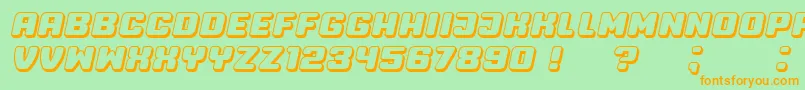 フォントProfessor3D Italic – オレンジの文字が緑の背景にあります。