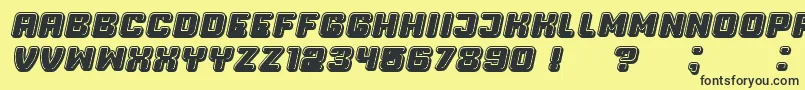 Fonte Professor3DFilled Italic – fontes pretas em um fundo amarelo