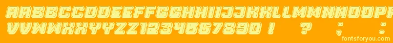 Professor3DFilled Italic-Schriftart – Gelbe Schriften auf orangefarbenem Hintergrund