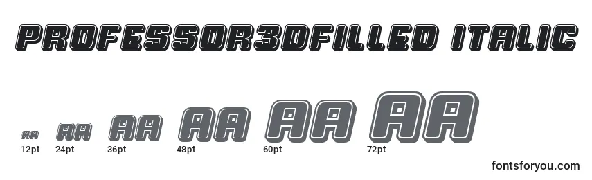 Tailles de police Professor3DFilled Italic