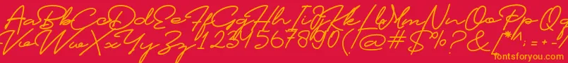 Profiles Font Font – Orange Fonts on Red Background