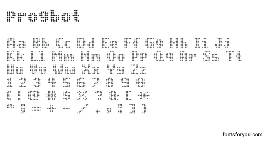A fonte Progbot (137369) – alfabeto, números, caracteres especiais