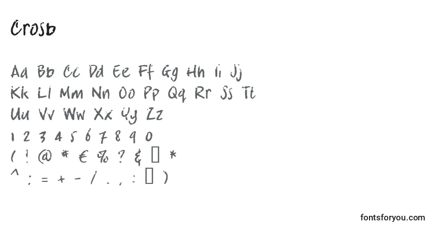 A fonte Crosb – alfabeto, números, caracteres especiais