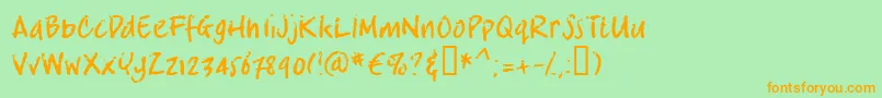 フォントCrosb – オレンジの文字が緑の背景にあります。