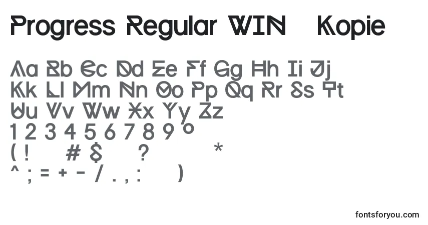 Czcionka Progress Regular WIN   Kopie – alfabet, cyfry, specjalne znaki