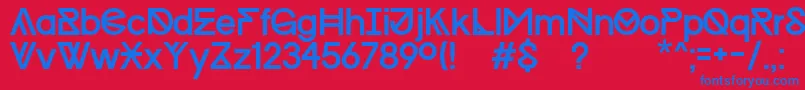 Progress Regular WIN   Kopie-Schriftart – Blaue Schriften auf rotem Hintergrund