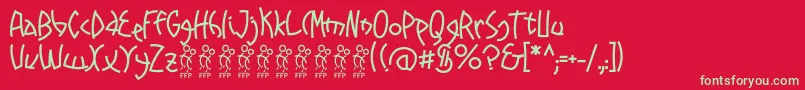 フォントPromenades font FFP – 赤い背景に緑の文字