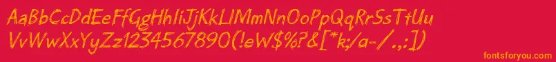 ScratchLetPlain.1.0 Font – Orange Fonts on Red Background