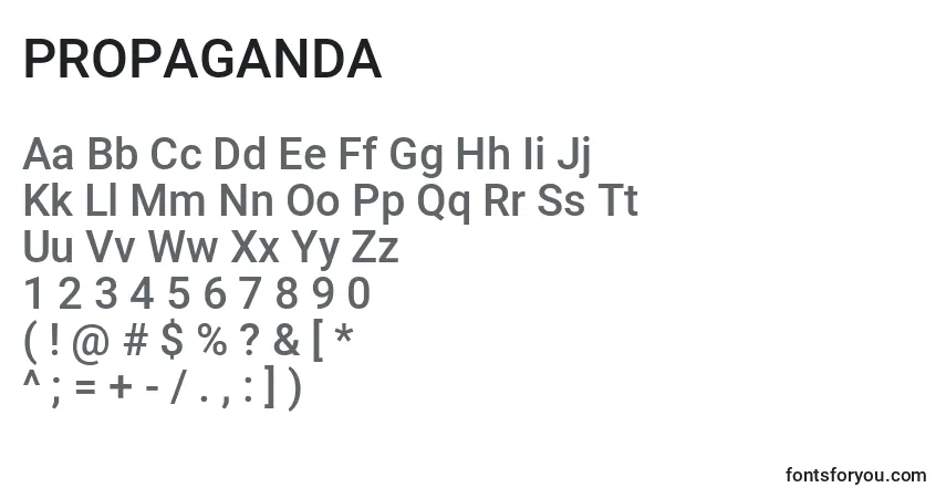 Шрифт PROPAGANDA (137381) – алфавит, цифры, специальные символы