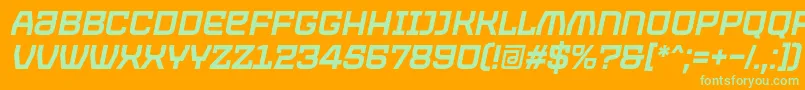 Czcionka PROTECTOR Italic Font by 7NTypes – zielone czcionki na pomarańczowym tle