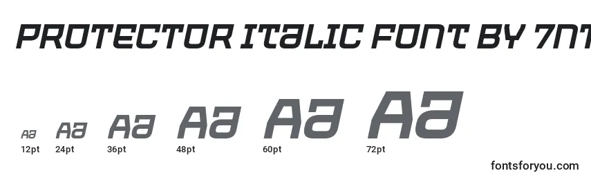 Tailles de police PROTECTOR Italic Font by 7NTypes