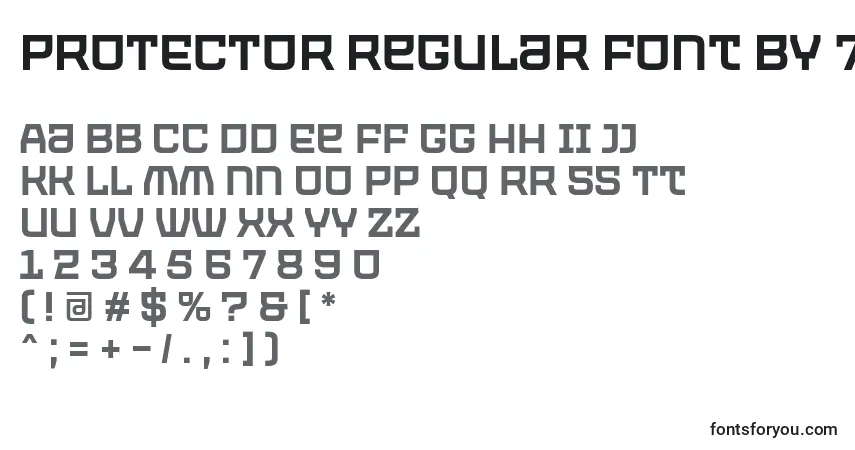 Czcionka PROTECTOR Regular Font by 7NTypes – alfabet, cyfry, specjalne znaki