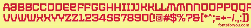 More about PROTECTOR Regular Font by 7NTypes Font PROTECTOR Regular Font by 7NTypes Font – Red Fonts on Yellow Background