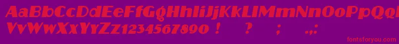 Fonte Protocol Italic – fontes vermelhas em um fundo violeta