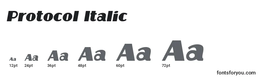 Größen der Schriftart Protocol Italic