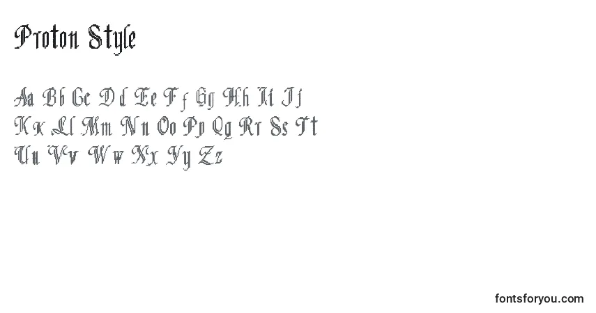 Czcionka Proton Style – alfabet, cyfry, specjalne znaki