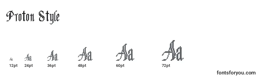 Größen der Schriftart Proton Style