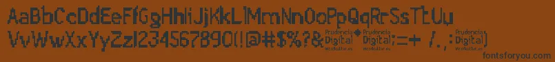 フォントPrudencia Digital – 黒い文字が茶色の背景にあります