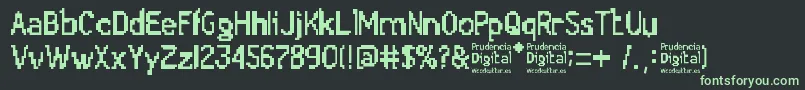 Prudencia Digital-fontti – vihreät fontit mustalla taustalla